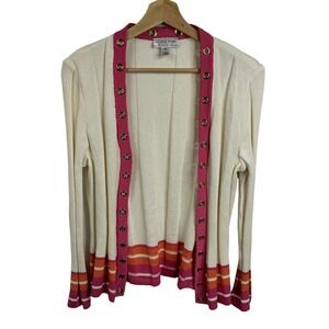 St.‎ John Sport By Marie Gray Sweater Cardigan Small Multi Color Cotton Wool